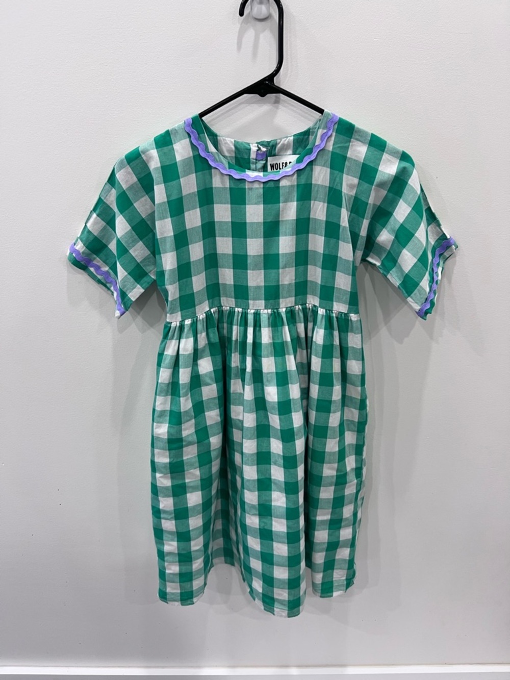 Wolf & Rita Silvia Vichy Dress Size 10 Green Gingham Cotton Designer Kids